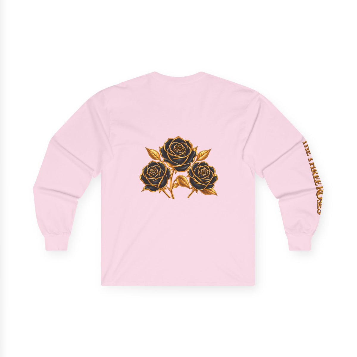 Long Sleeve Tee — Golden Black Rose Chest & Back Design