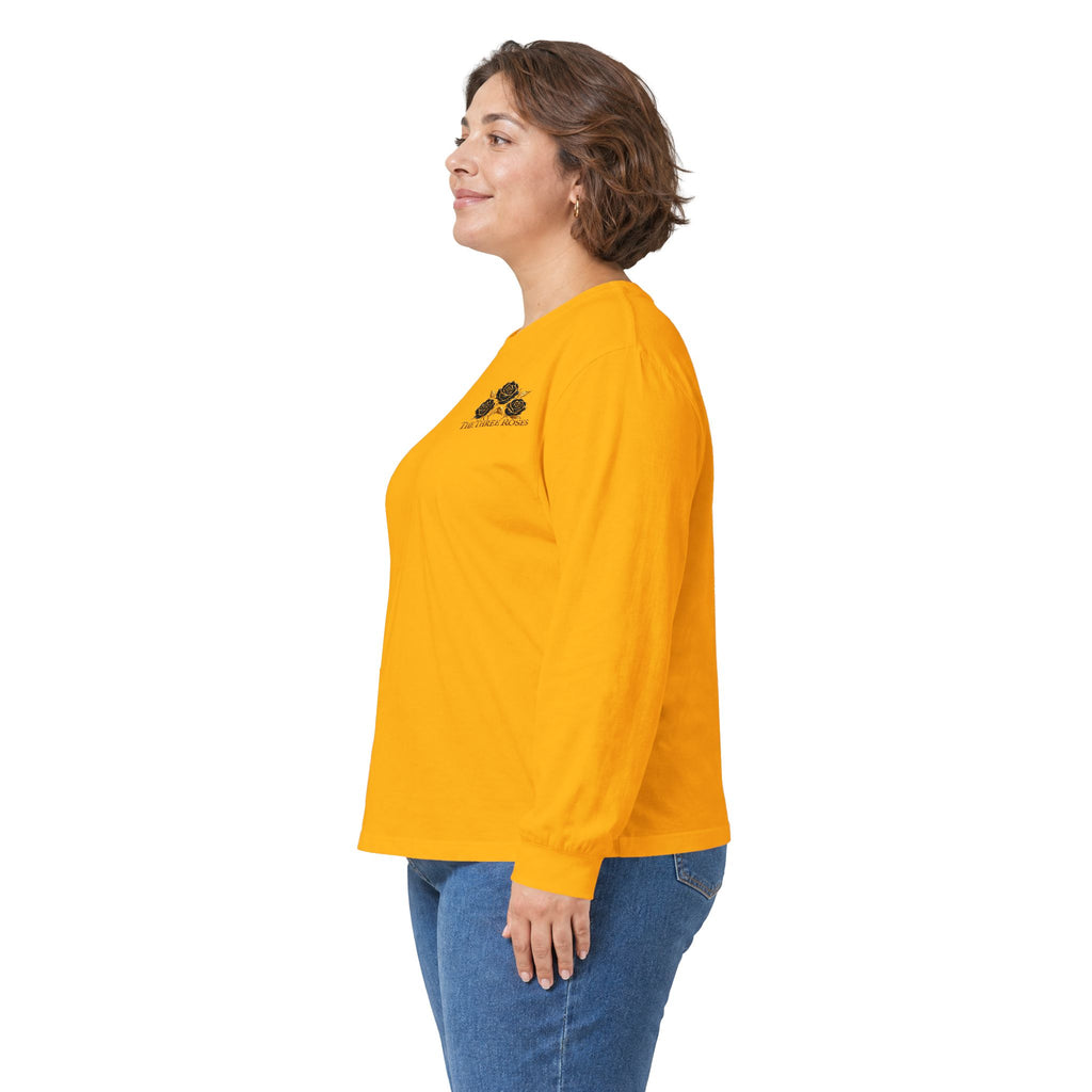 Long Sleeve Tee — Golden Black Rose Chest & Back Design