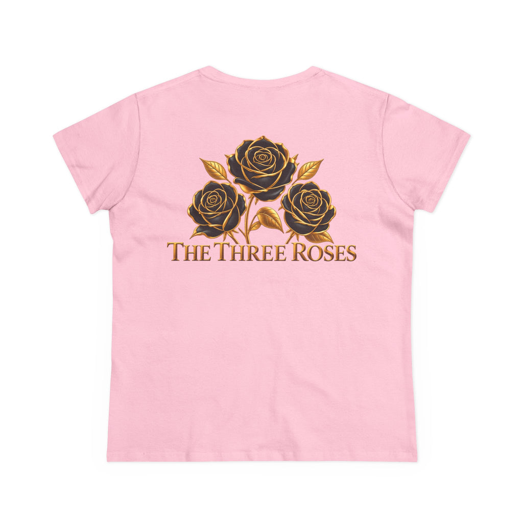 The Three Roses Tee: Womens Black & Gold Rose Graphic T-Shirt