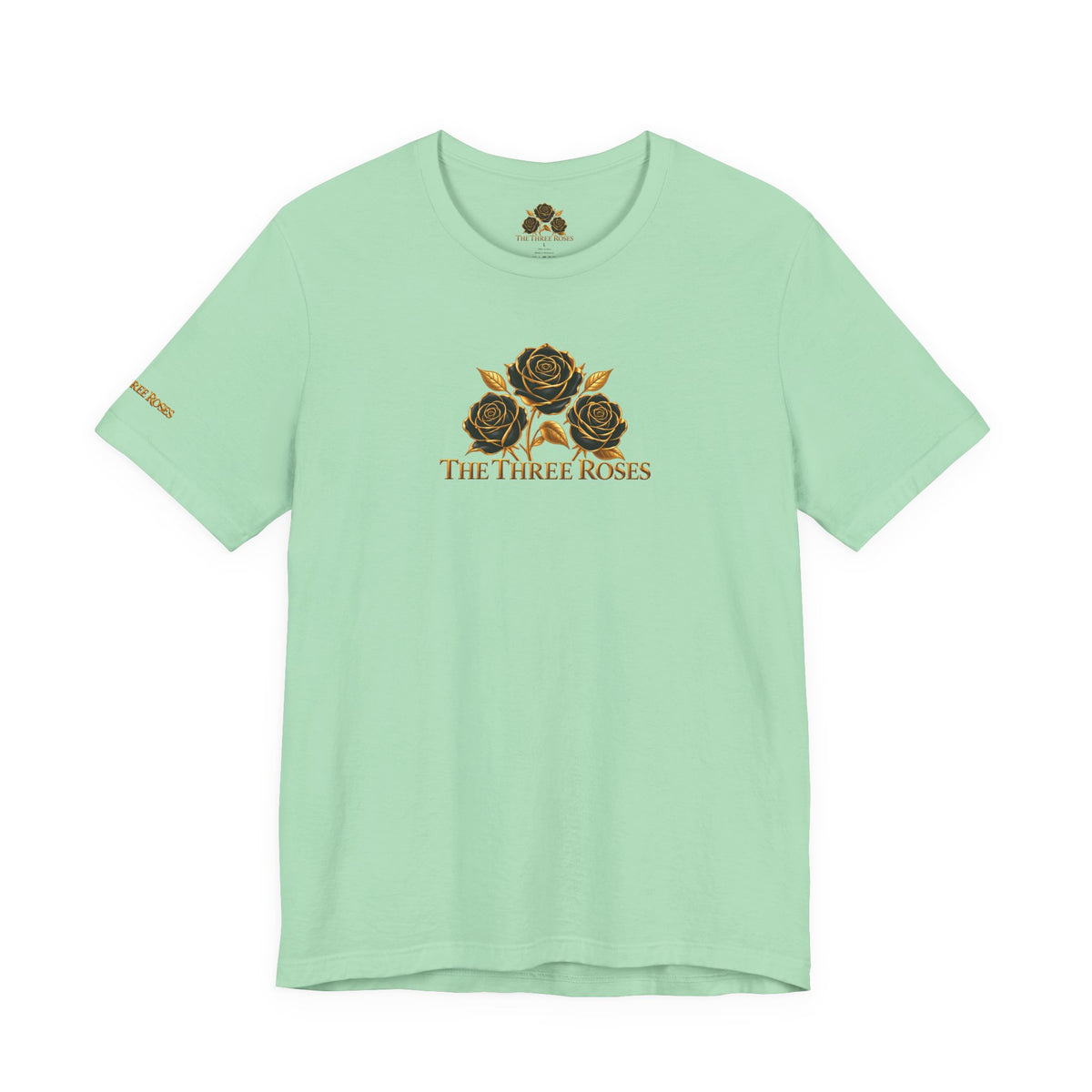 The Three Roses: Unisex Gold Black Rose T-Shirt Graphic Logo