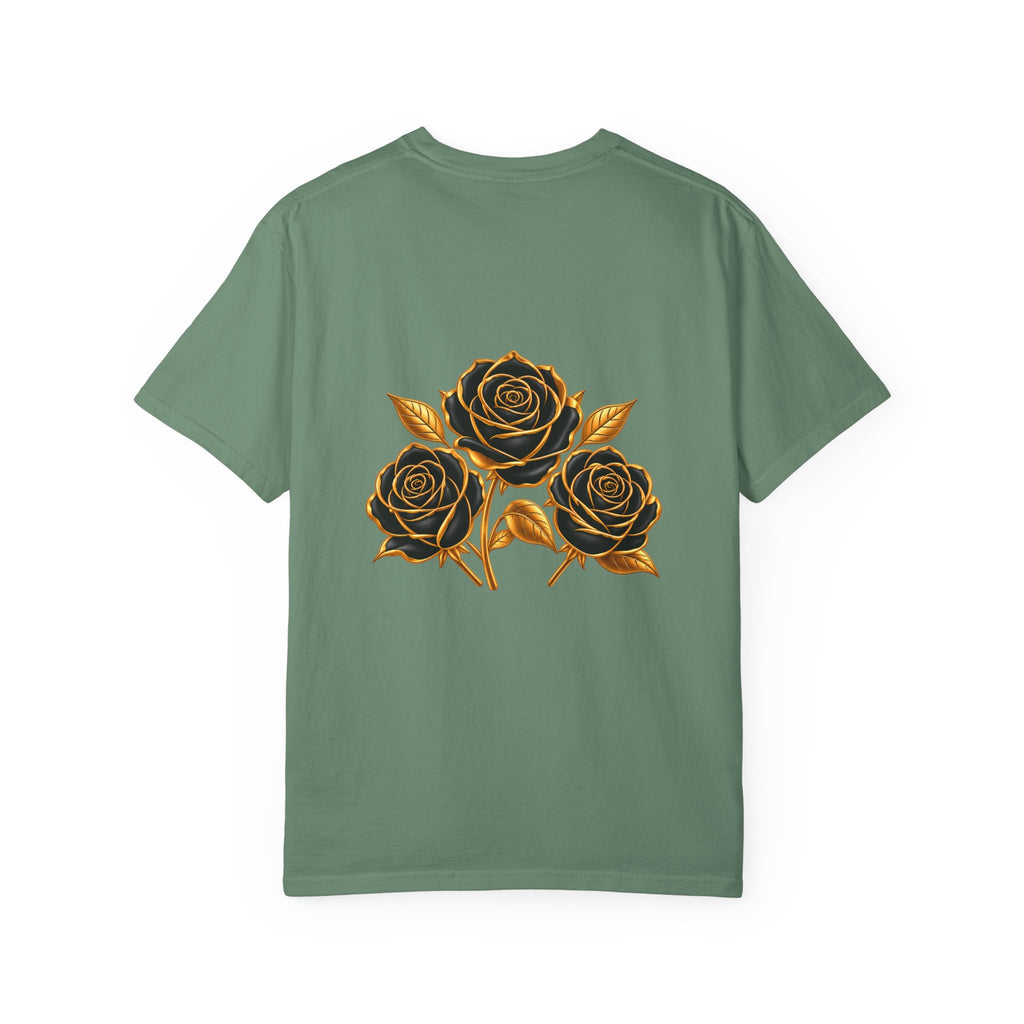 The Three Roses Graphic: Unisex T-Shirt  Gold & Black Floral Tee