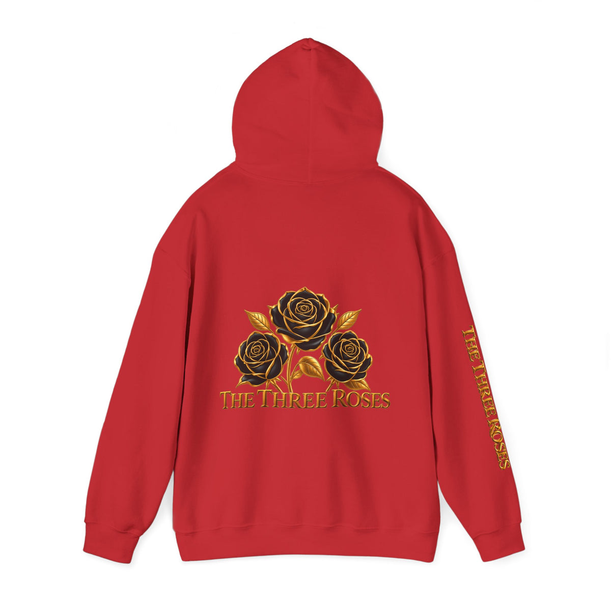 The Three Roses Hoodie: Unisex Gold Rose Graphic Hooded Sweatshirt