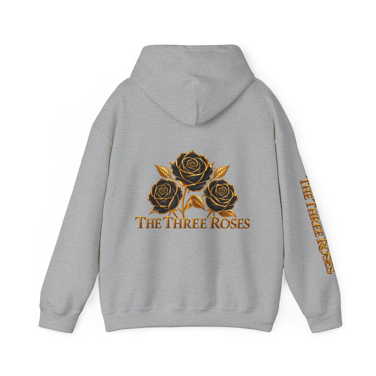 The Three Roses Hoodie: Unisex Gold Rose Graphic Hooded Sweatshirt