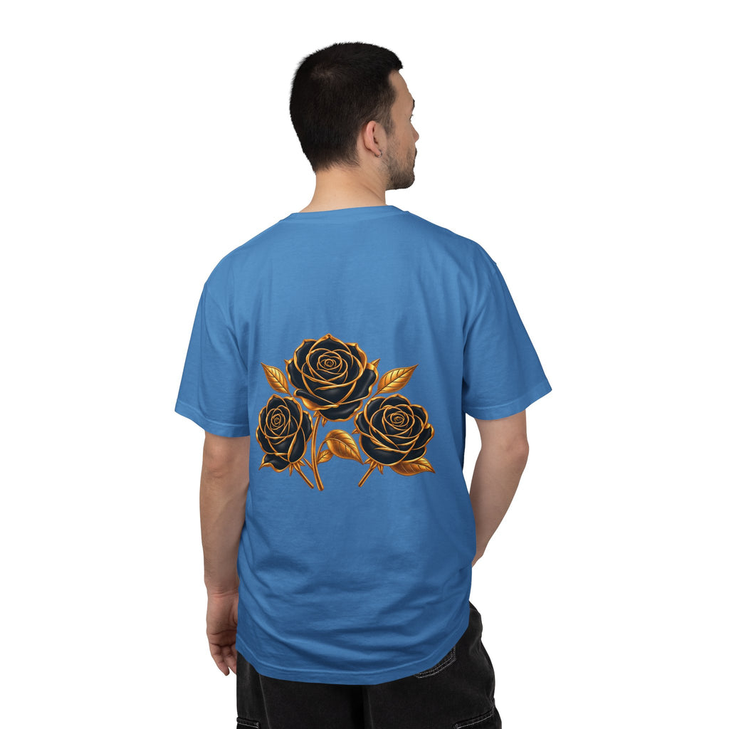 The Three Roses Graphic: Unisex T-Shirt  Gold & Black Floral Tee