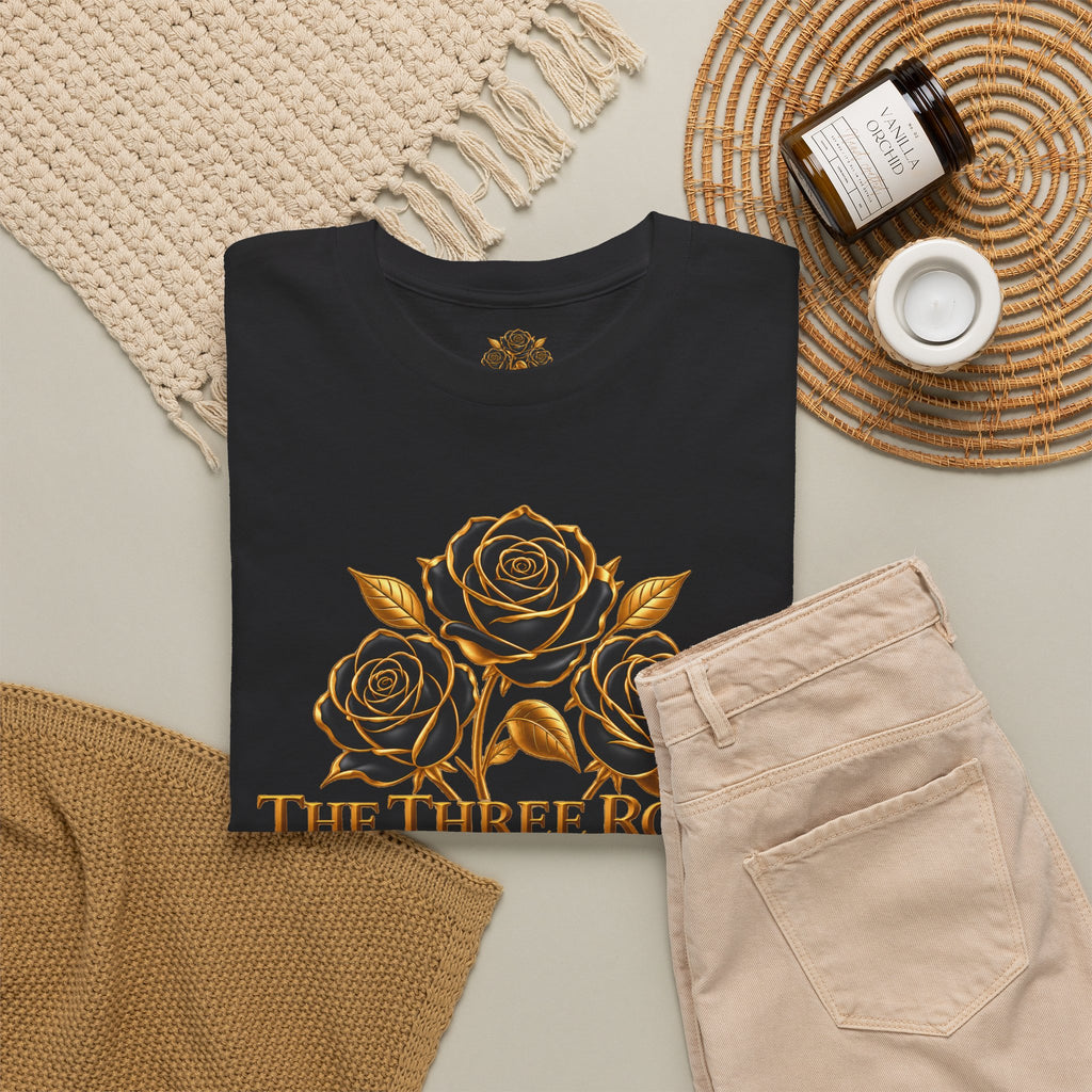 The Three Roses Tee — Mens Gold Floral Graphic T-Shirt