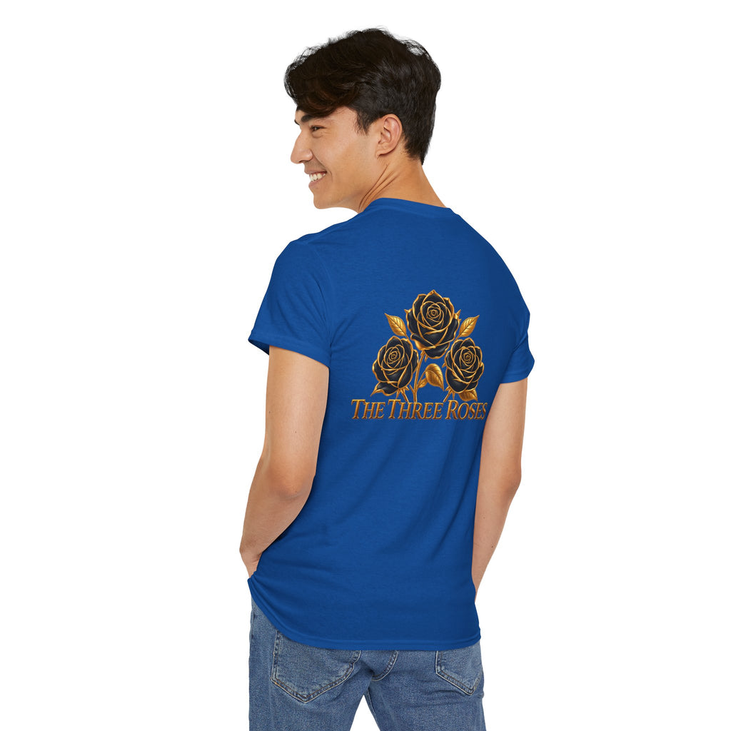 The Three Roses Tee — Mens Gold Floral Graphic T-Shirt