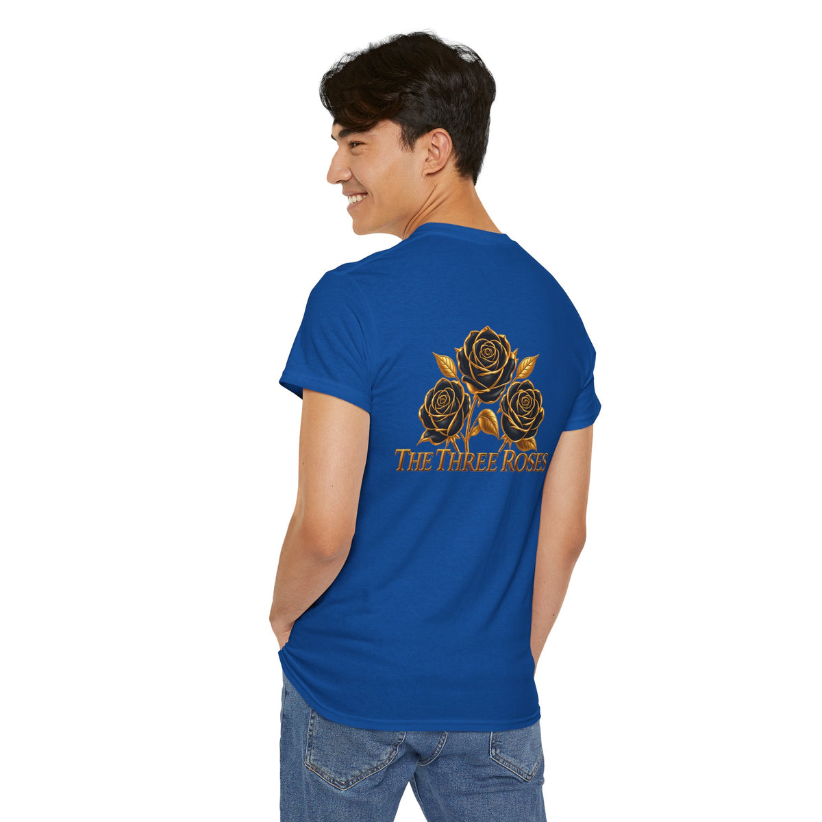 The Three Roses Tee — Mens Gold Floral Graphic T-Shirt