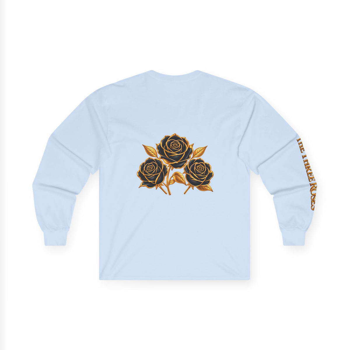 Long Sleeve Tee — Golden Black Rose Chest & Back Design