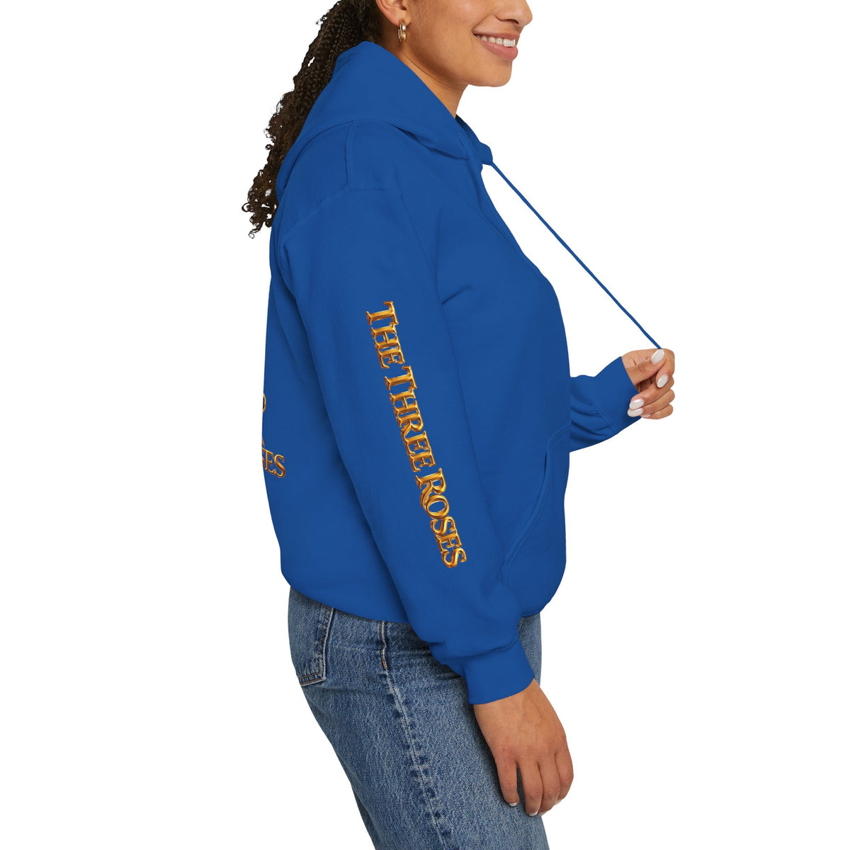 The Three Roses Hoodie: Unisex Gold Rose Graphic Hooded Sweatshirt