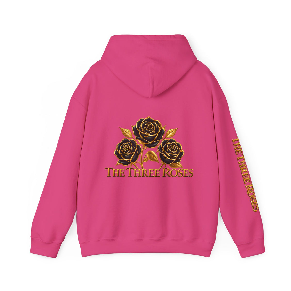 The Three Roses Hoodie: Unisex Gold Rose Graphic Hooded Sweatshirt