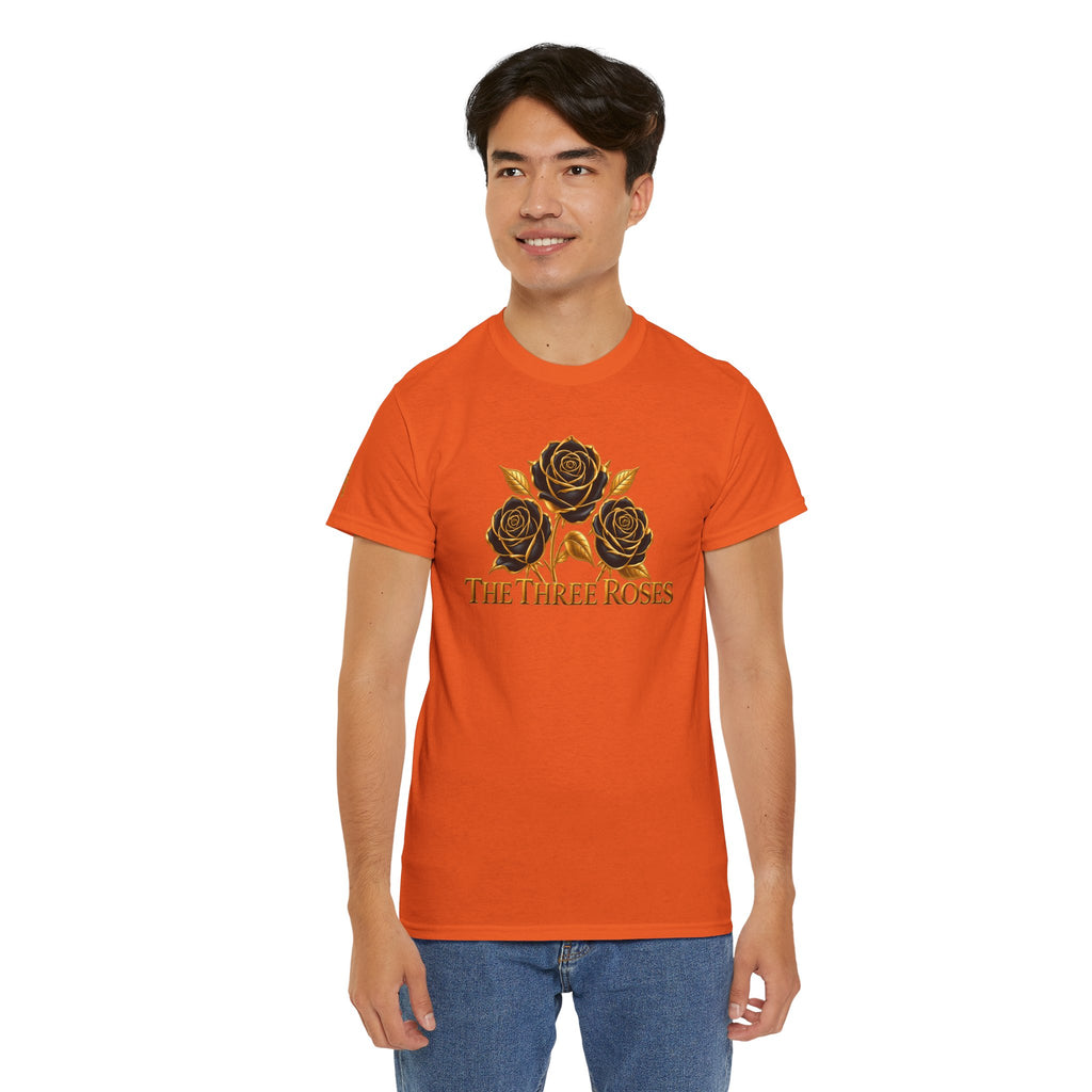 The Three Roses Tee — Mens Gold Floral Graphic T-Shirt
