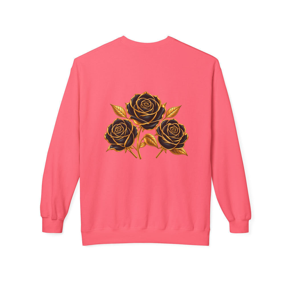 The Three Roses: Unisex Crewneck Gold Rose Sweatshirt Graphic Logo