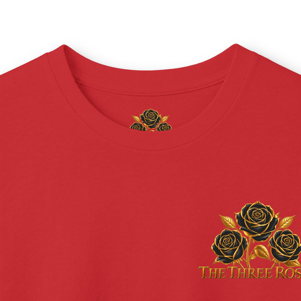 Long Sleeve Tee — Golden Black Rose Chest & Back Design