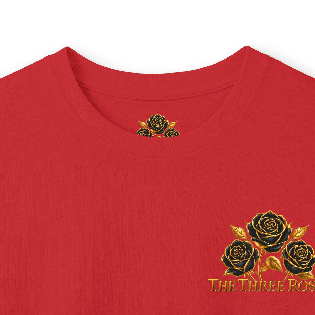 Long Sleeve Tee — Golden Black Rose Chest & Back Design