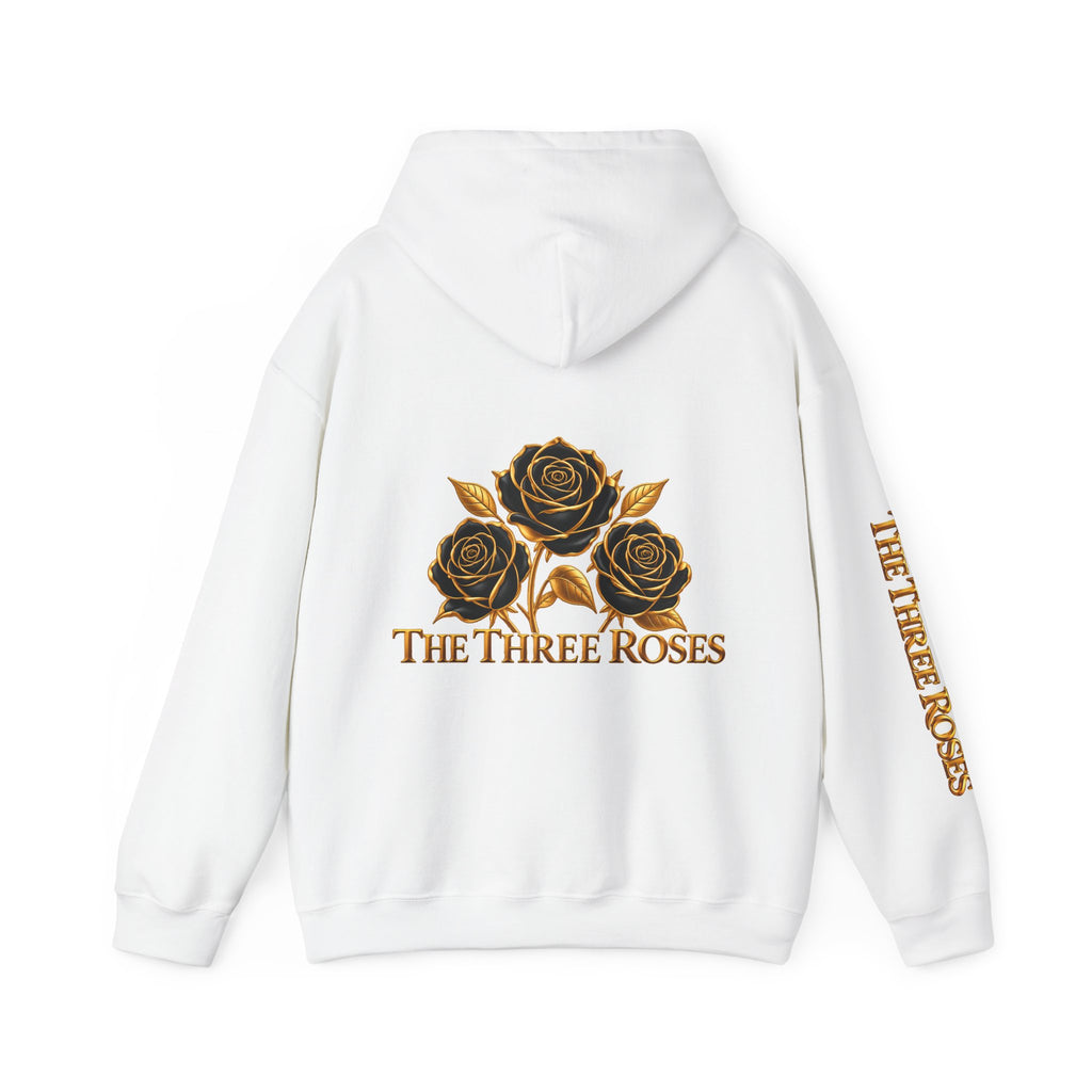 The Three Roses Hoodie: Unisex Gold Rose Graphic Hooded Sweatshirt
