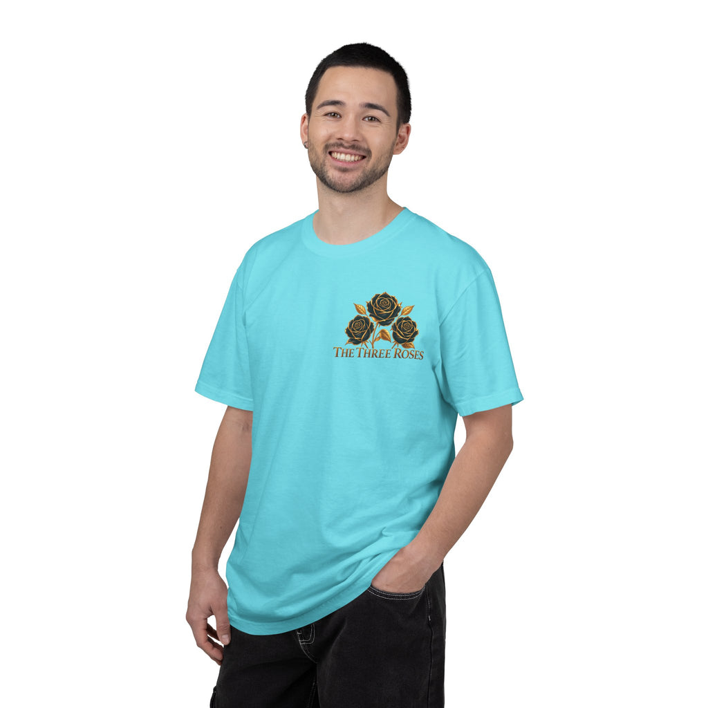 The Three Roses Graphic: Unisex T-Shirt  Gold & Black Floral Tee