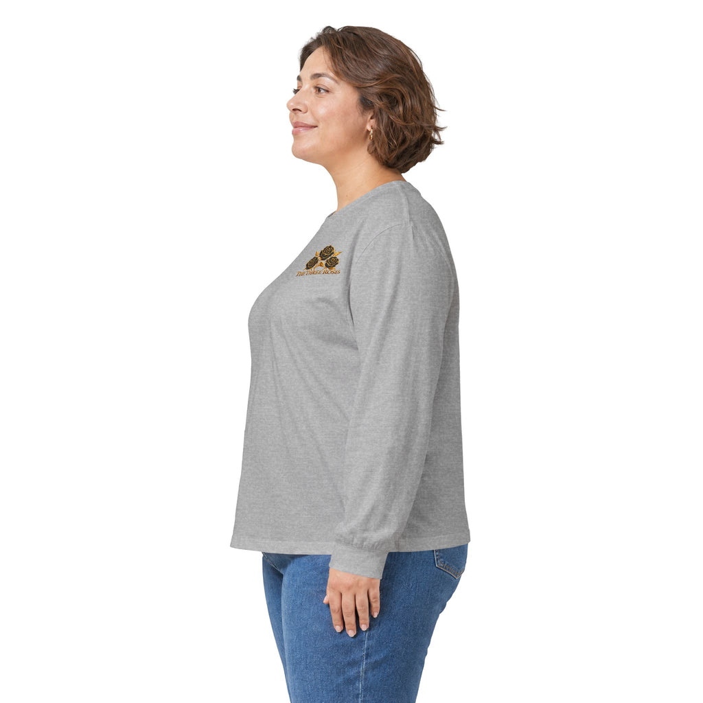 Long Sleeve Tee — Golden Black Rose Chest & Back Design