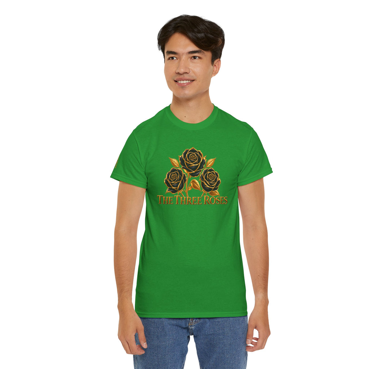 The Three Roses Tee — Mens Gold Floral Graphic T-Shirt