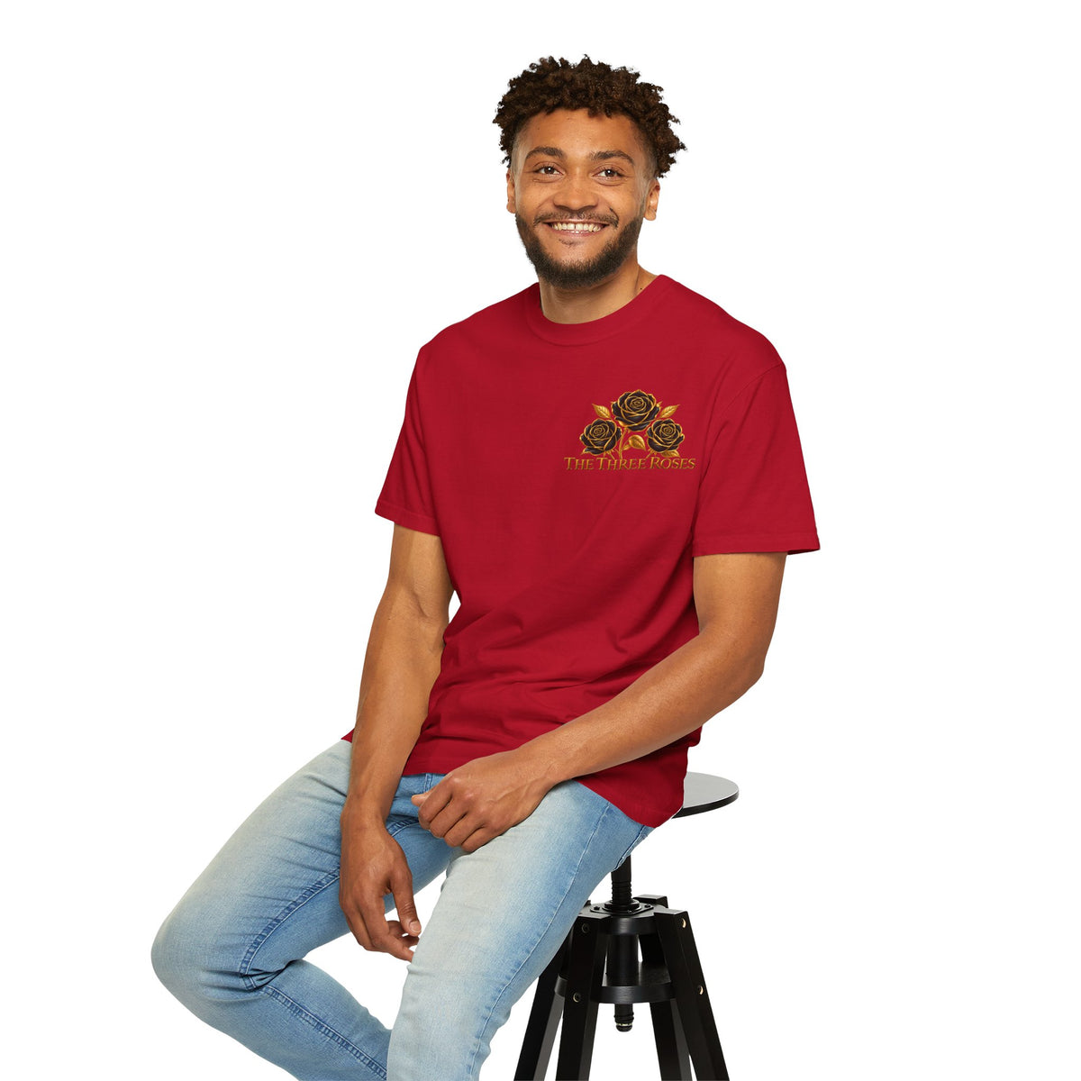 The Three Roses Graphic: Unisex T-Shirt  Gold & Black Floral Tee