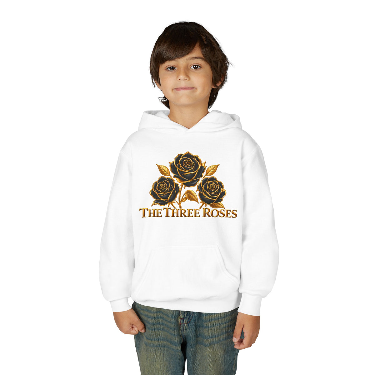 The Three Roses: Unisex Youth Gold Logo Hoodie