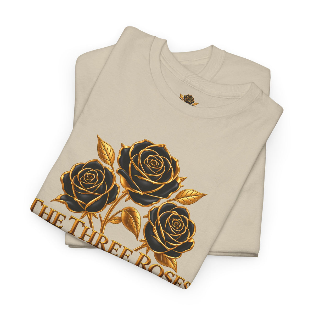 The Three Roses Tee — Mens Gold Floral Graphic T-Shirt