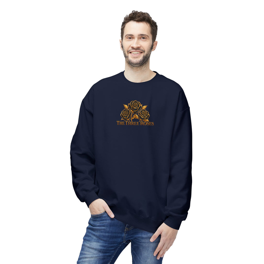 The Three Roses: Unisex Crewneck Gold Rose Sweatshirt Graphic Logo