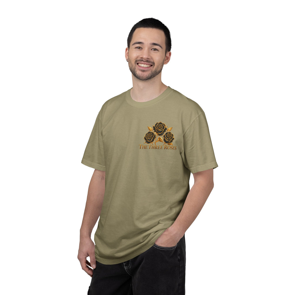 The Three Roses Graphic: Unisex T-Shirt  Gold & Black Floral Tee