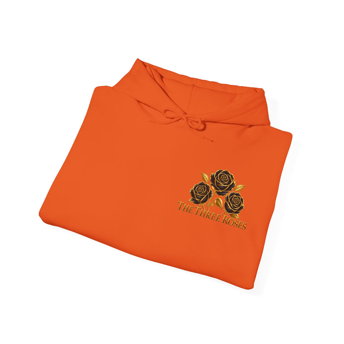 The Three Roses Hoodie: Unisex Gold Rose Graphic Hooded Sweatshirt