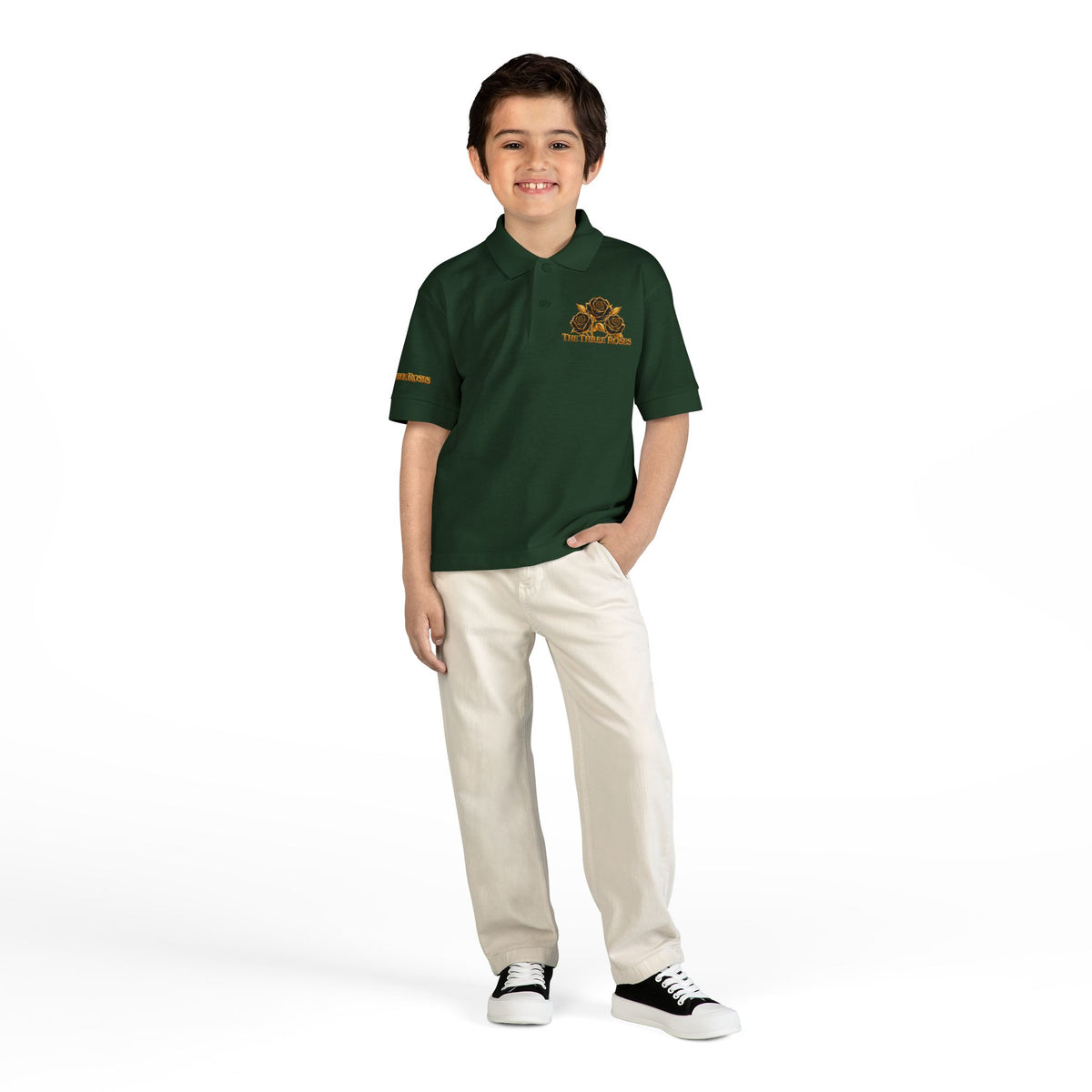 The Three Roses: Youth Polo T-Shirt Embroidered