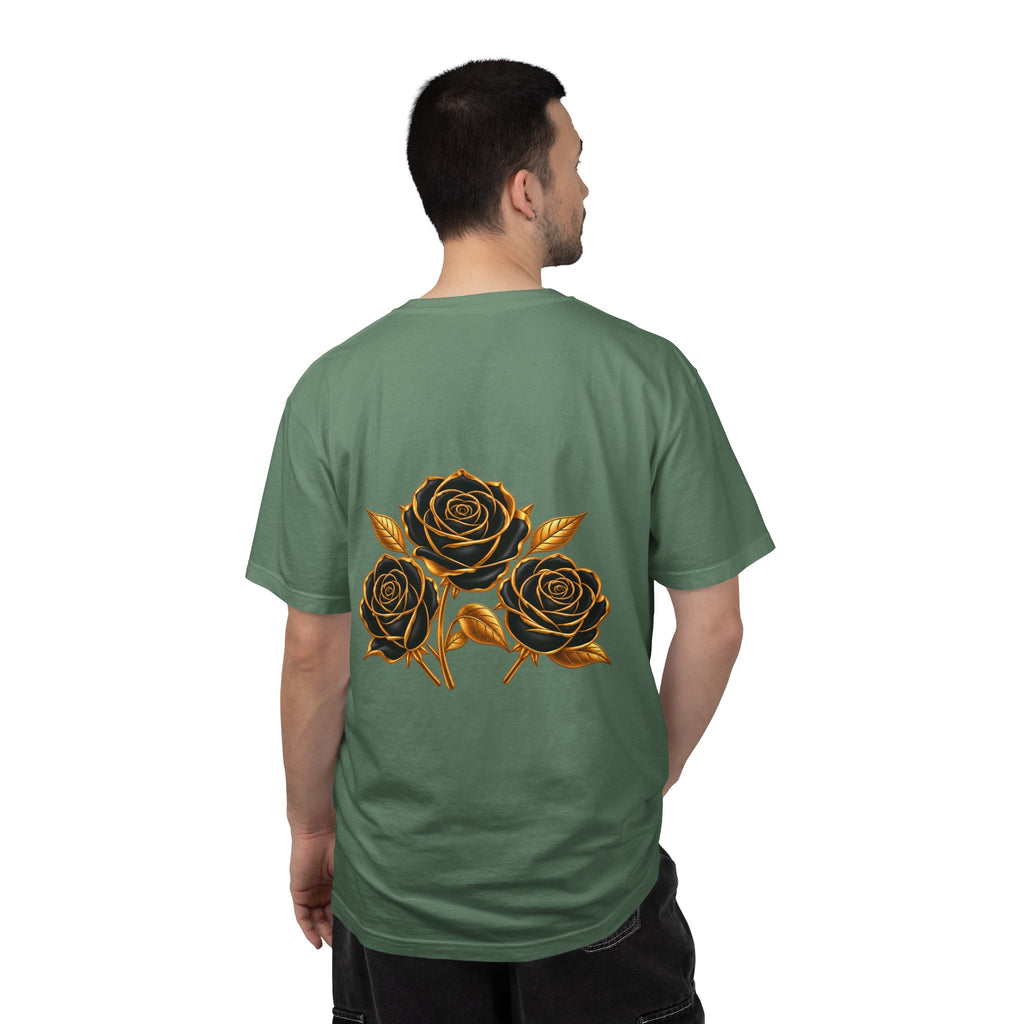 The Three Roses Graphic: Unisex T-Shirt  Gold & Black Floral Tee