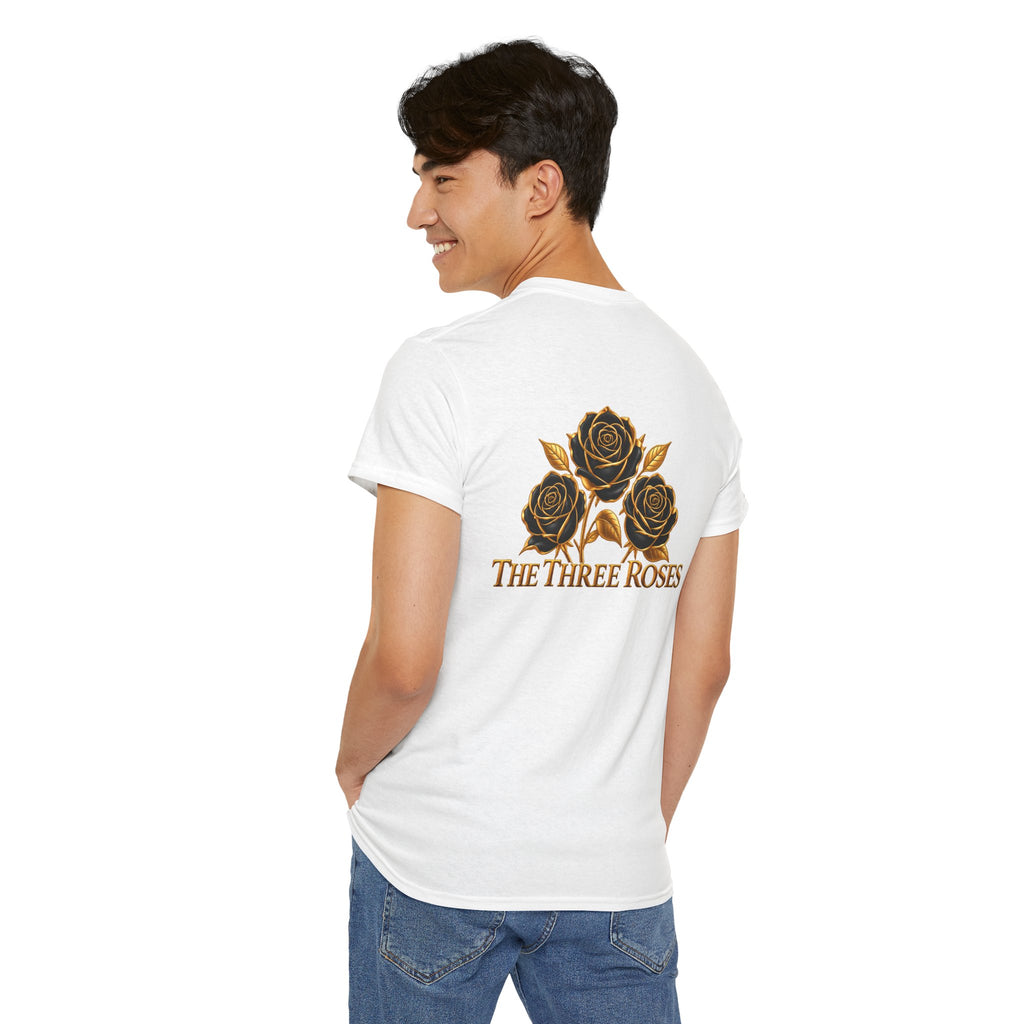 The Three Roses Tee — Mens Gold Floral Graphic T-Shirt