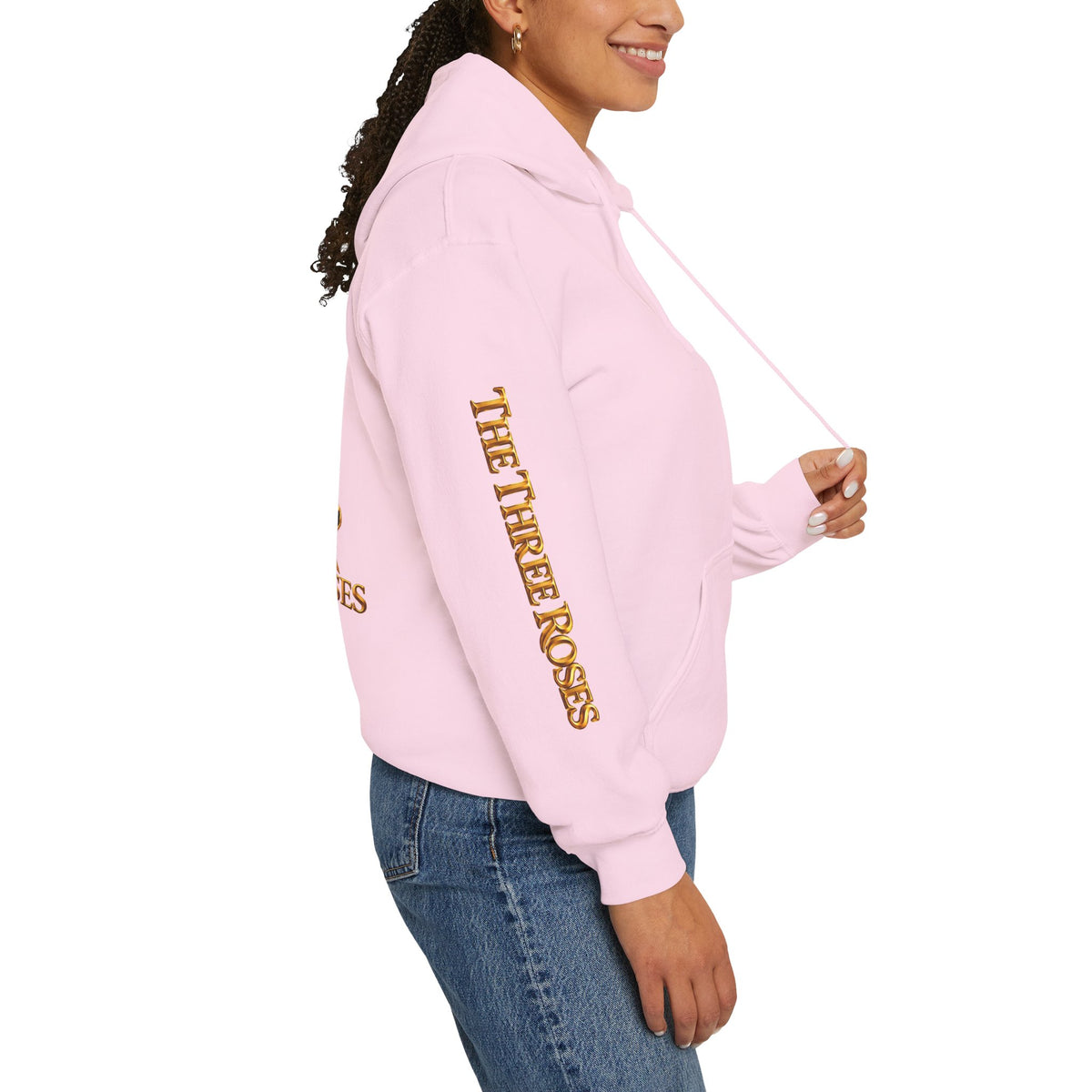 The Three Roses Hoodie: Unisex Gold Rose Graphic Hooded Sweatshirt