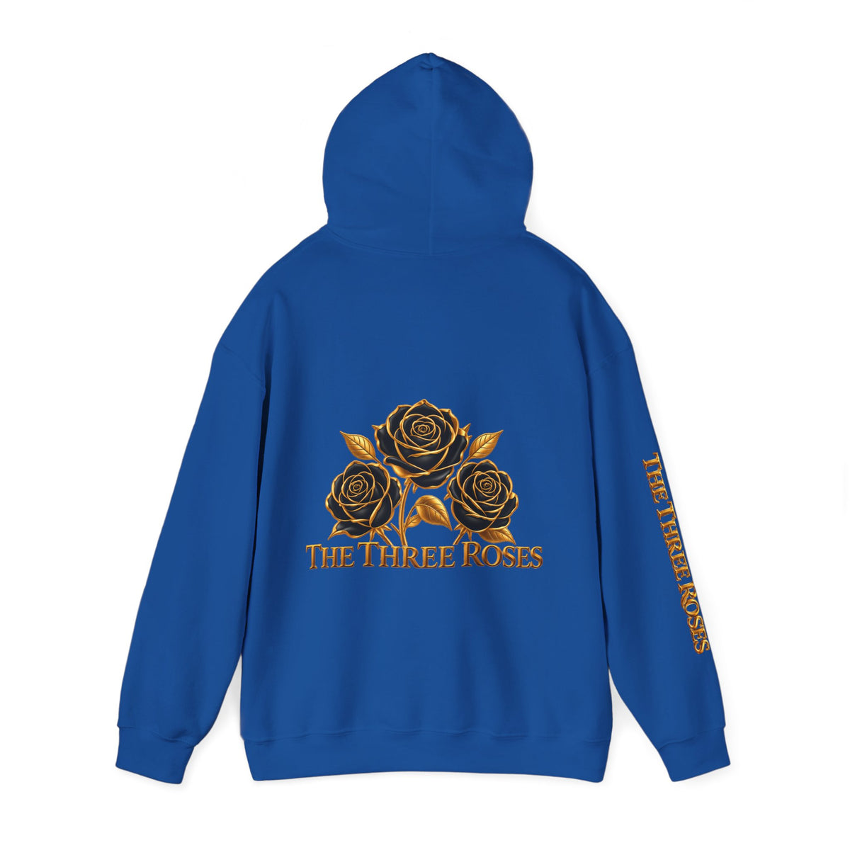 The Three Roses Hoodie: Unisex Gold Rose Graphic Hooded Sweatshirt