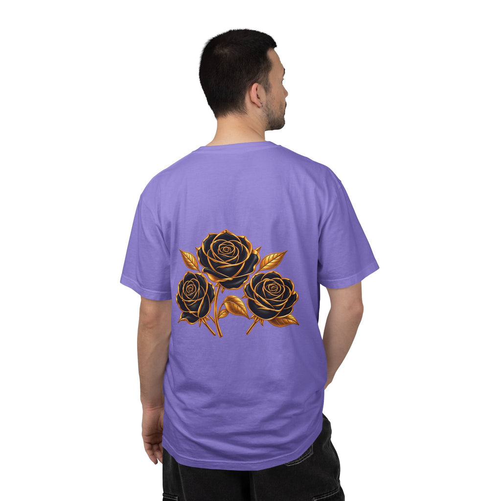 The Three Roses Graphic: Unisex T-Shirt  Gold & Black Floral Tee