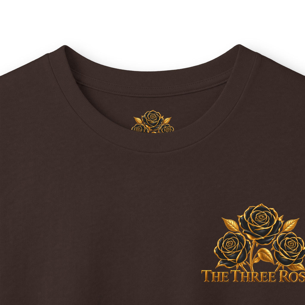 Long Sleeve Tee — Golden Black Rose Chest & Back Design
