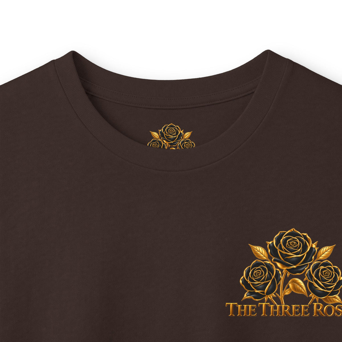 Long Sleeve Tee — Golden Black Rose Chest & Back Design