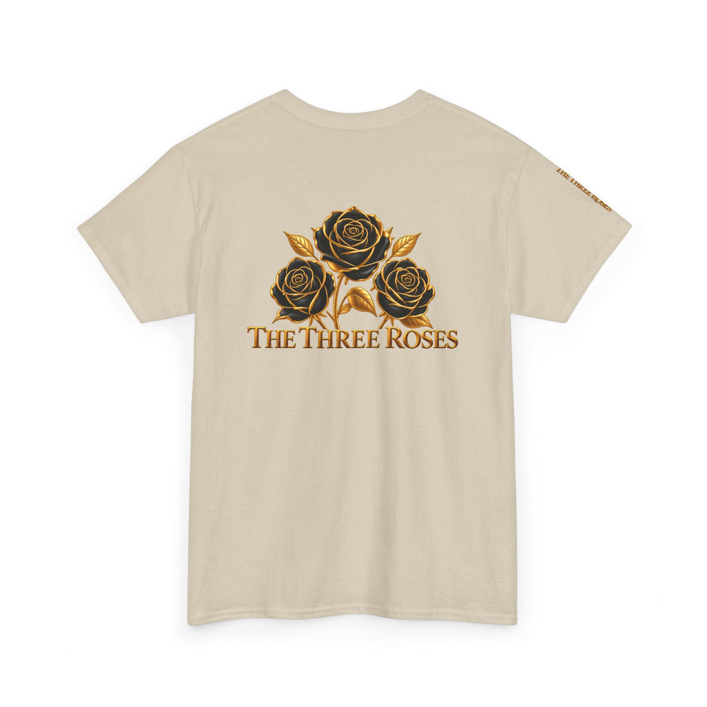 The Three Roses Tee — Mens Gold Floral Graphic T-Shirt