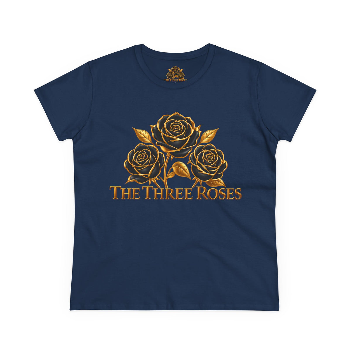 The Three Roses Tee: Womens Black & Gold Rose Graphic T-Shirt