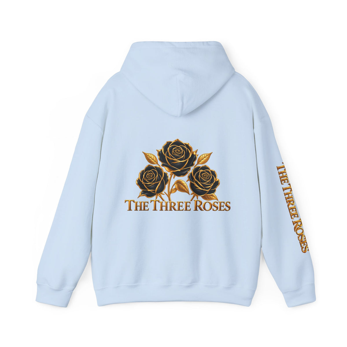 The Three Roses Hoodie: Unisex Gold Rose Graphic Hooded Sweatshirt