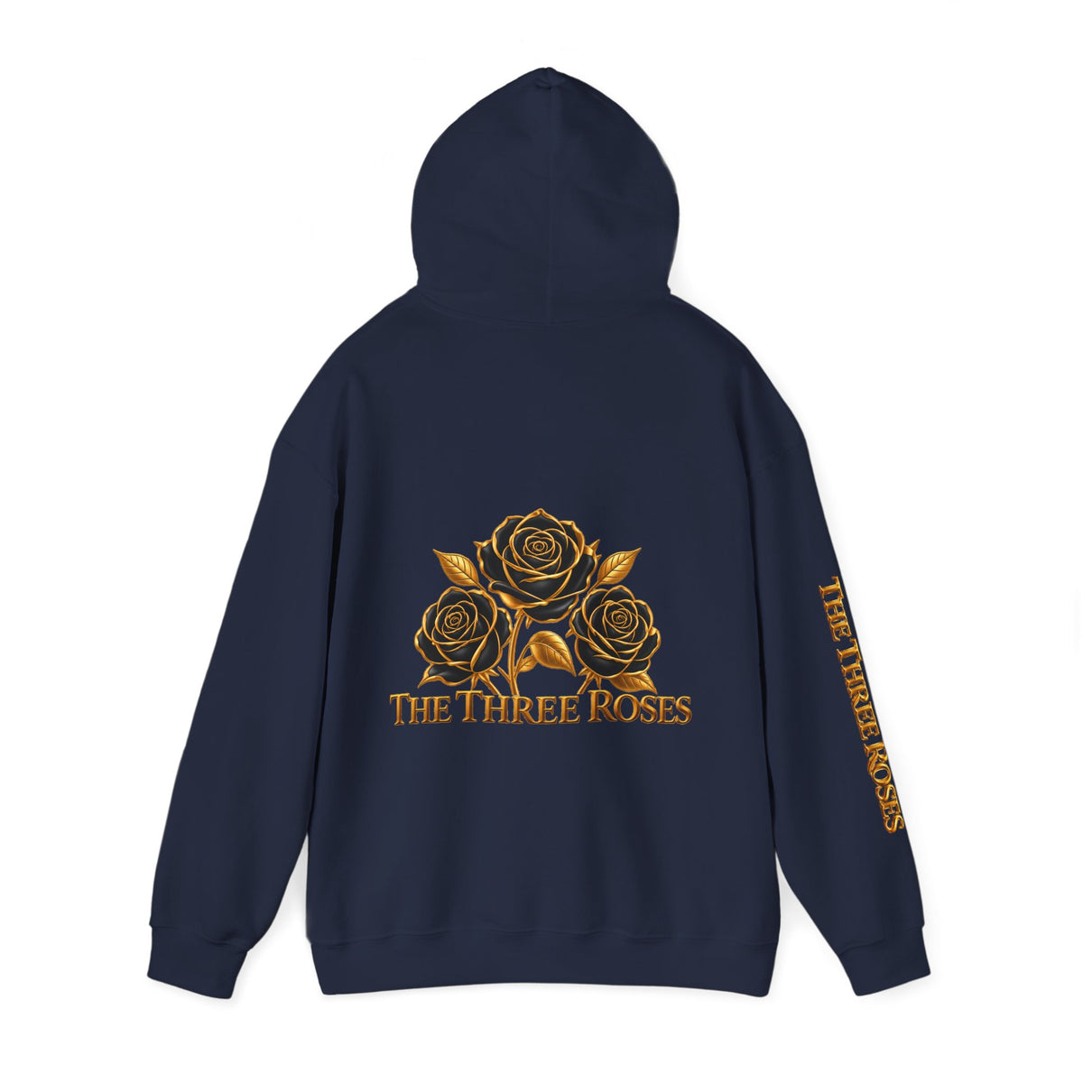 The Three Roses Hoodie: Unisex Gold Rose Graphic Hooded Sweatshirt