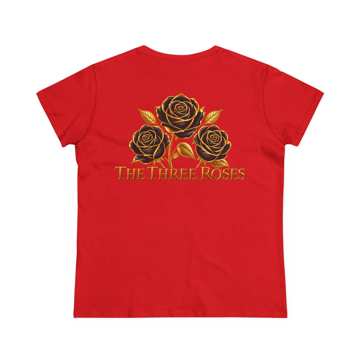 The Three Roses Tee: Womens Black & Gold Rose Graphic T-Shirt