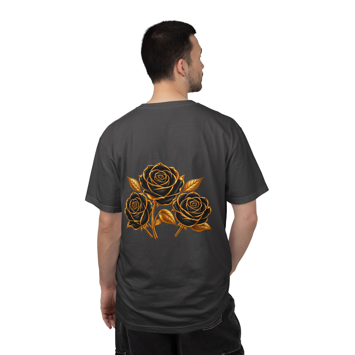 The Three Roses Graphic: Unisex T-Shirt  Gold & Black Floral Tee