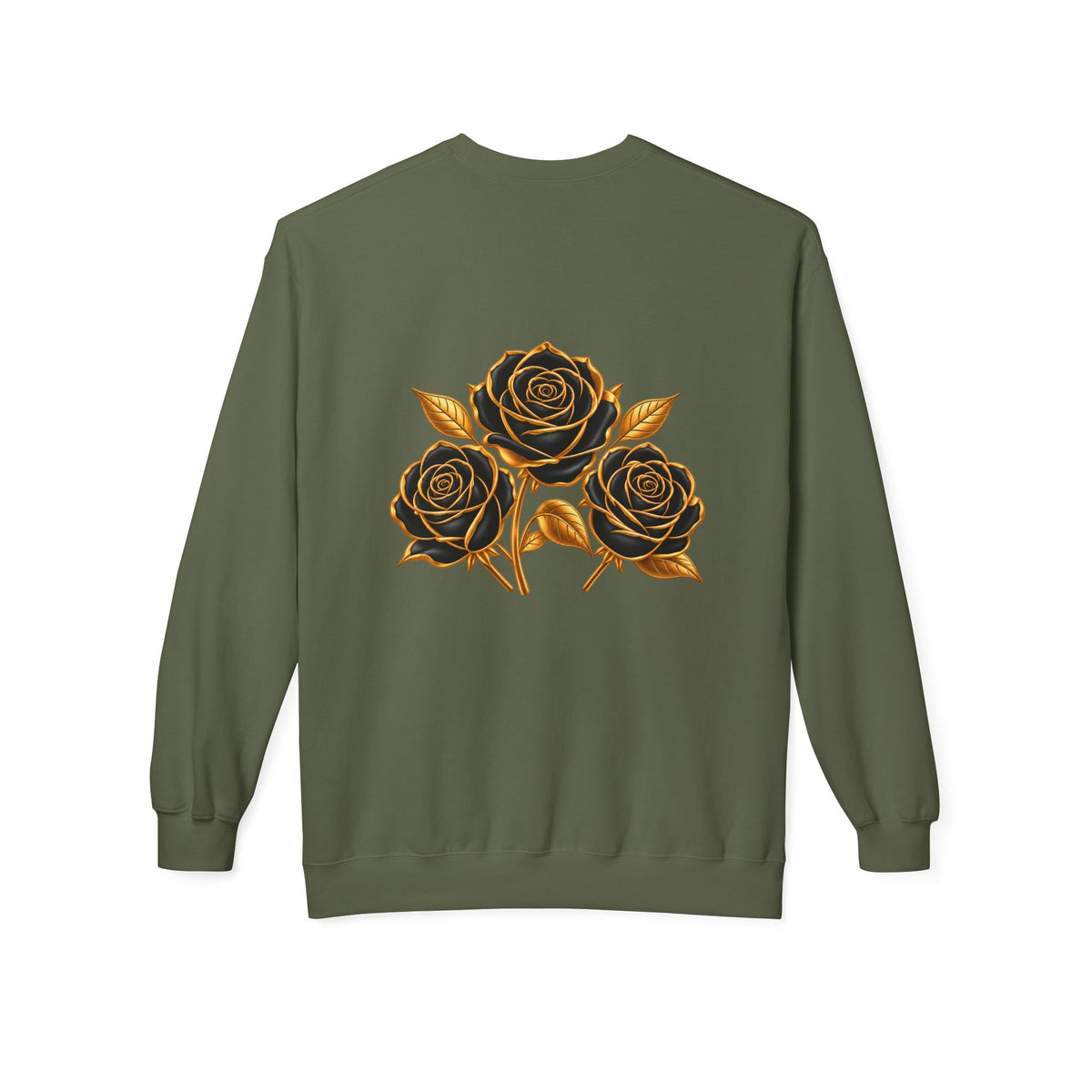 The Three Roses: Unisex Crewneck Gold Rose Sweatshirt Graphic Logo