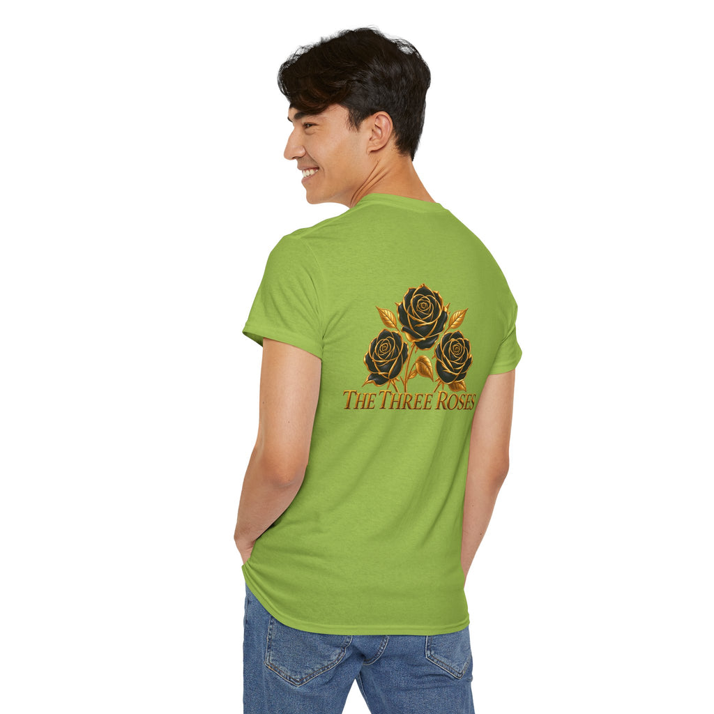 The Three Roses Tee — Mens Gold Floral Graphic T-Shirt