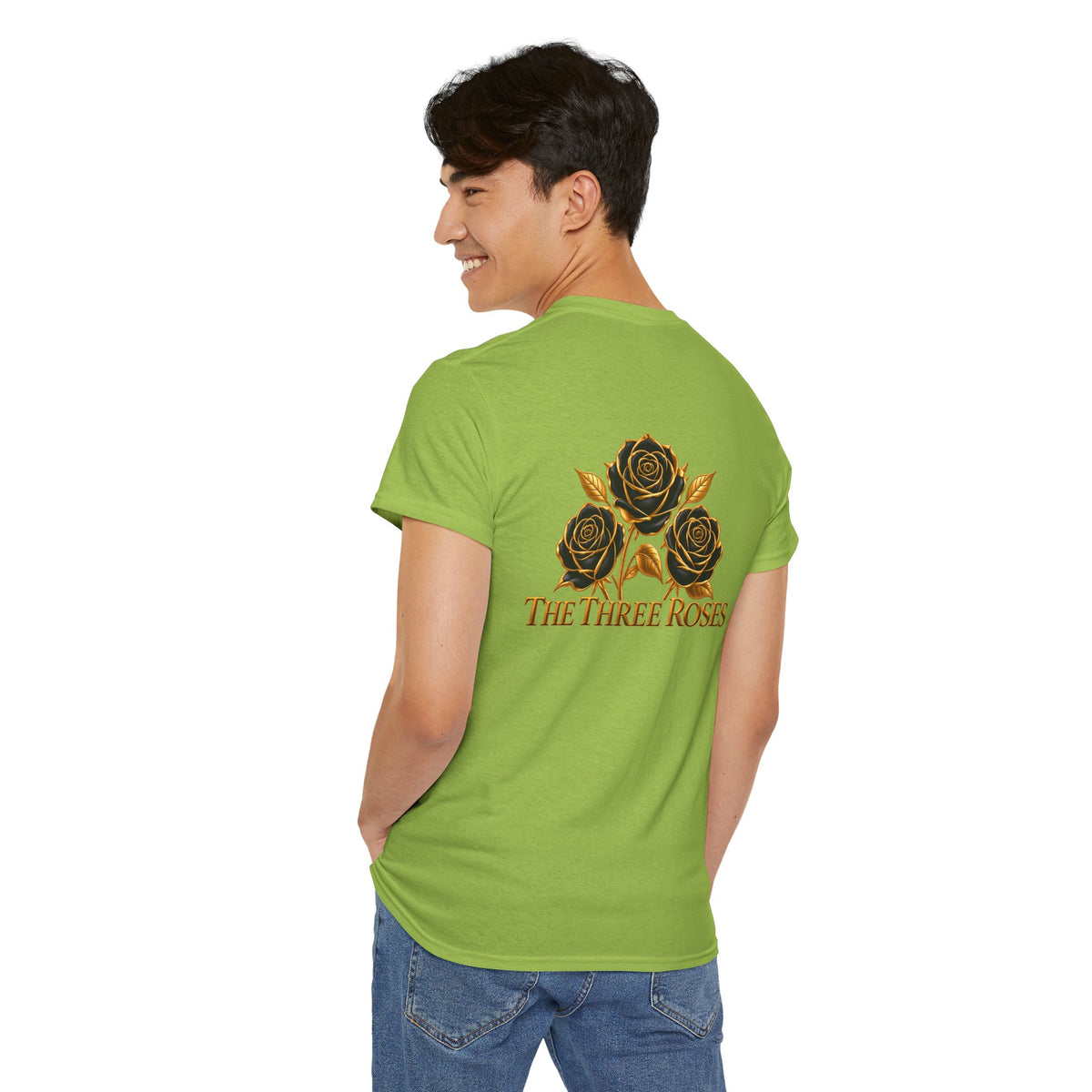 The Three Roses Tee — Mens Gold Floral Graphic T-Shirt