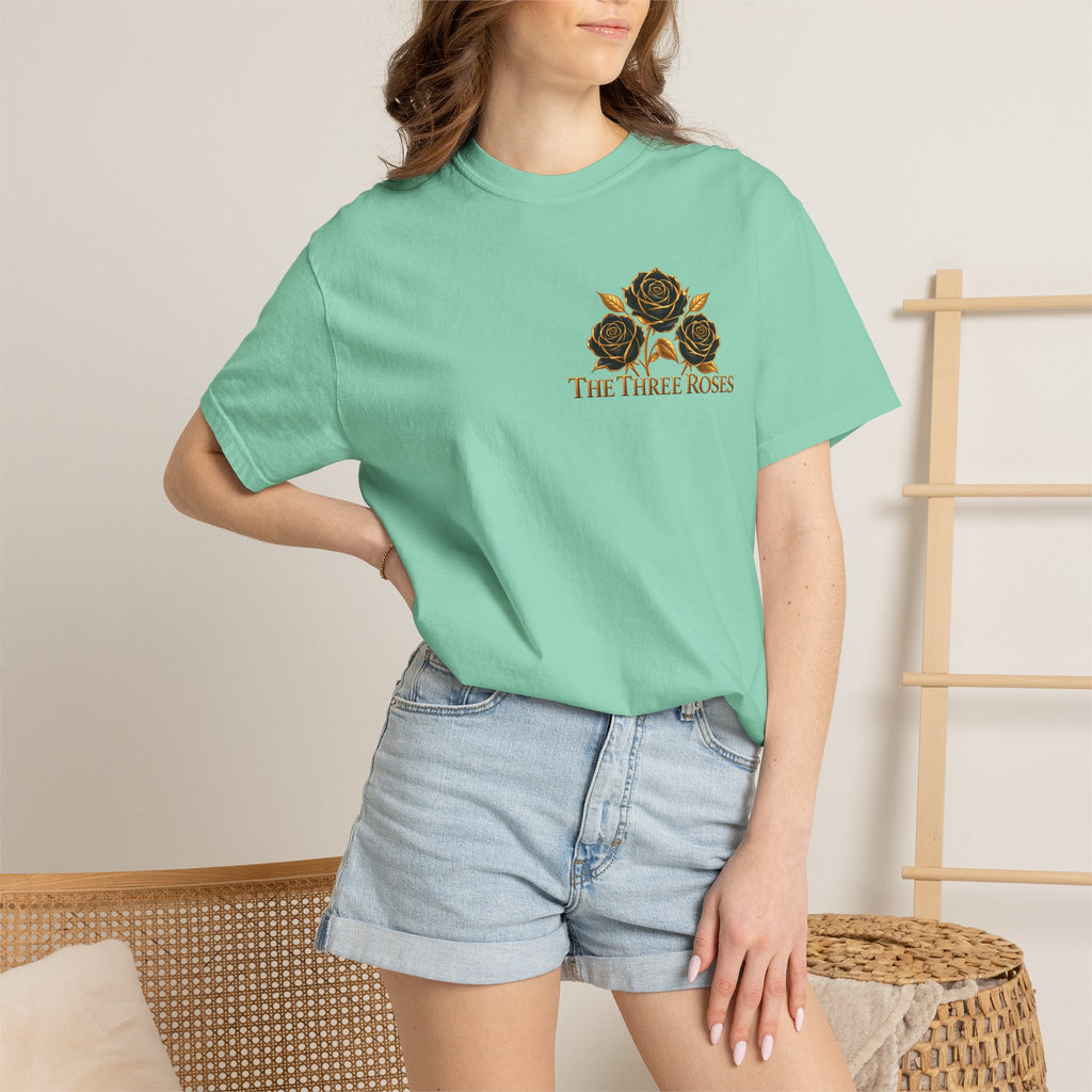 The Three Roses Graphic: Unisex T-Shirt  Gold & Black Floral Tee