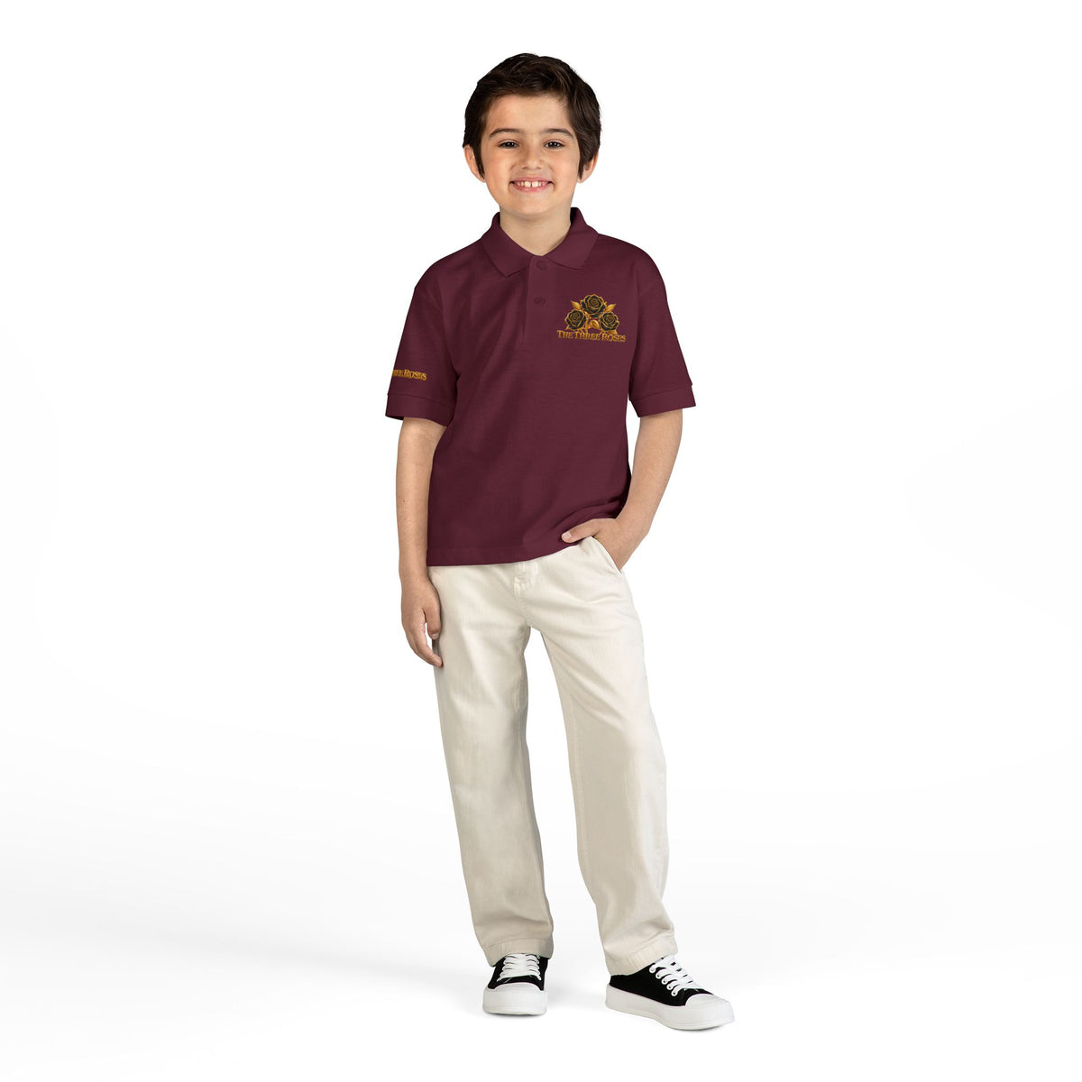 The Three Roses: Youth Polo T-Shirt Embroidered