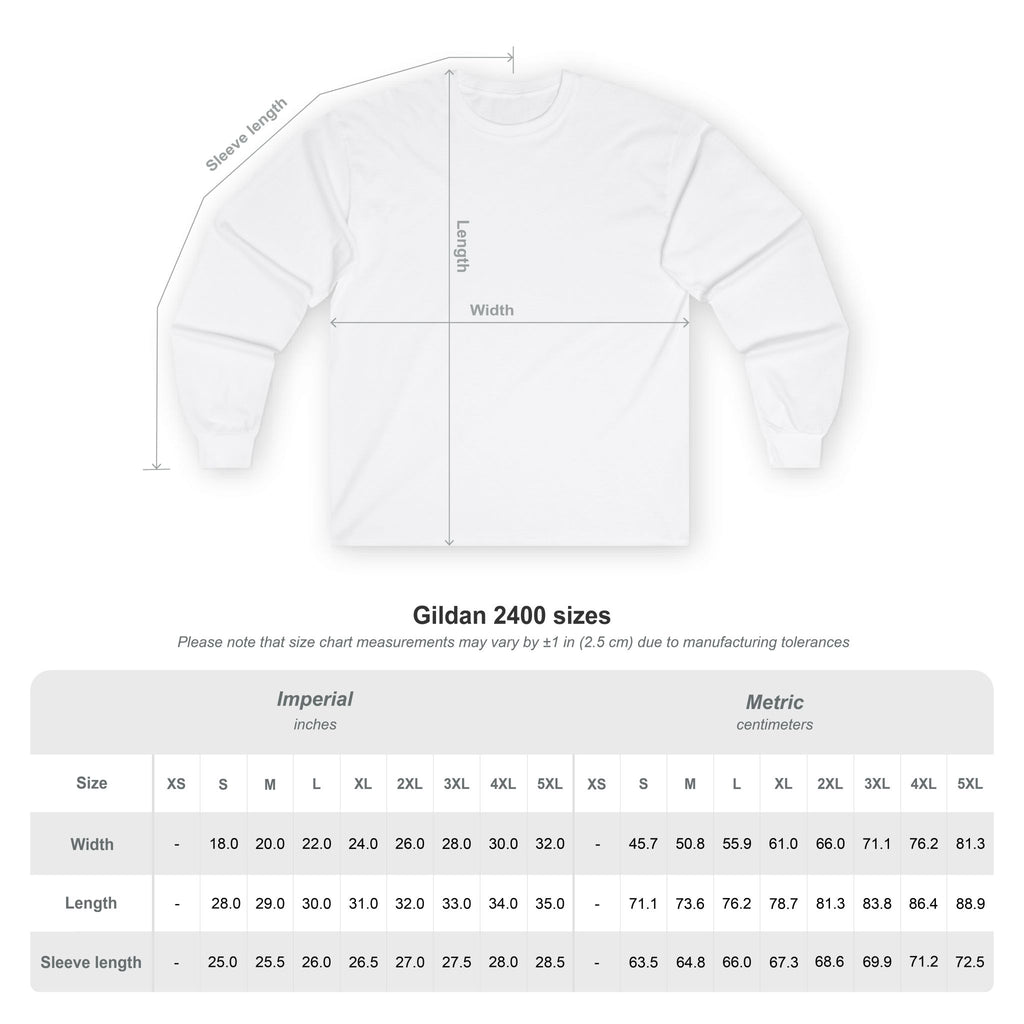 Long Sleeve Tee — Golden Black Rose Chest & Back Design