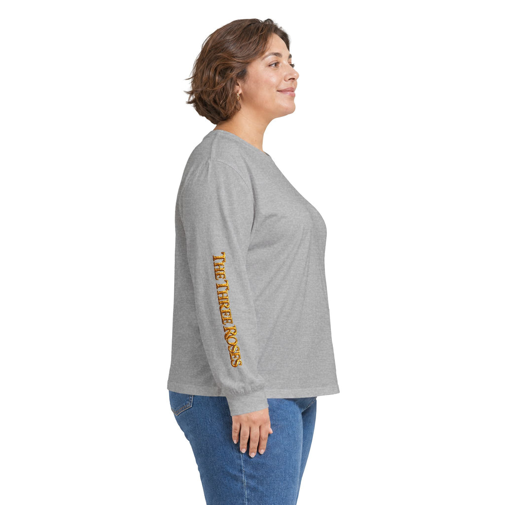 Long Sleeve Tee — Golden Black Rose Chest & Back Design
