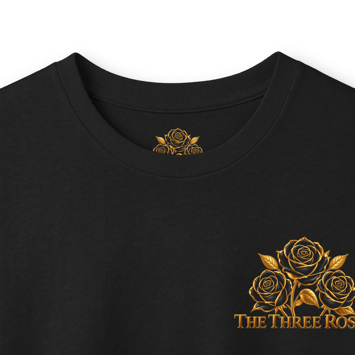 Long Sleeve Tee — Golden Black Rose Chest & Back Design